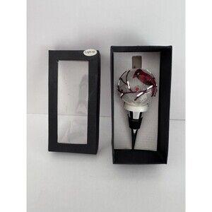 Frosted Cardinal Bird Light Up Wine Stopper Barware Christmas Holiday WORKS